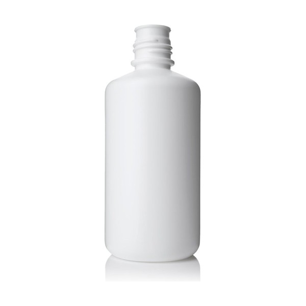 32 oz White HDPE Boston Round Buttress Neck Bottle