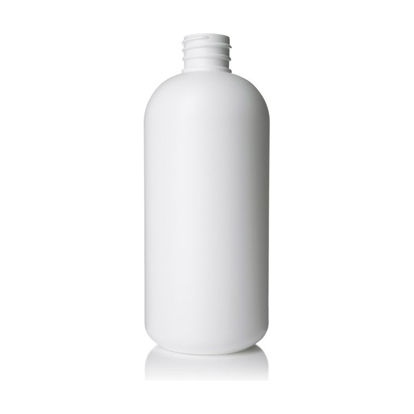 16 oz White HDPE Boston Round Bottle
