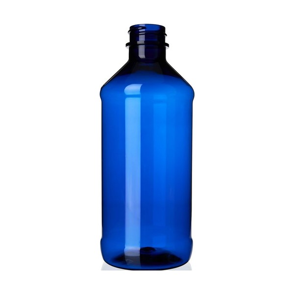 8 oz Blue PET Modern Round Bottle