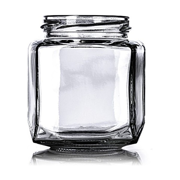 9 oz Clear Glass Hex Jar