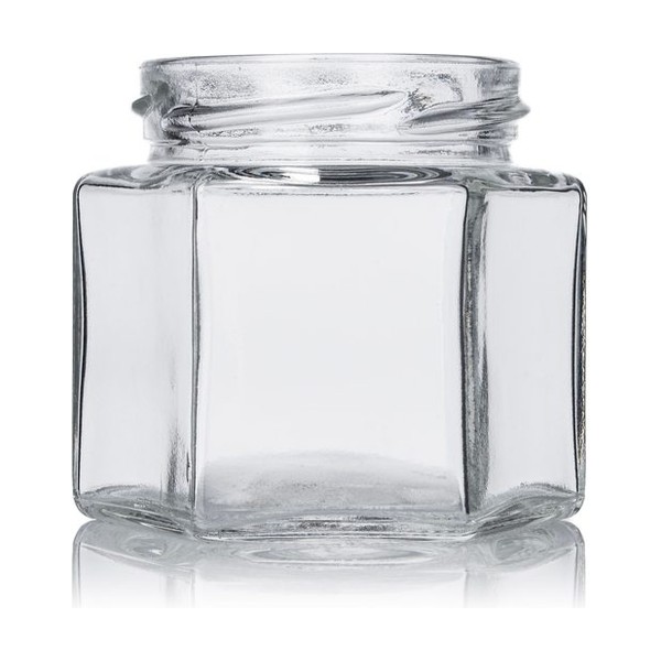 4 oz Clear Glass Hex Jar