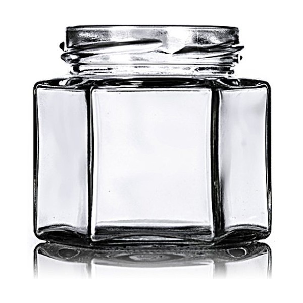 4 oz Clear Glass Hex Jar