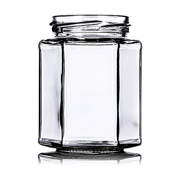 9 oz Clear Glass Hex Jar