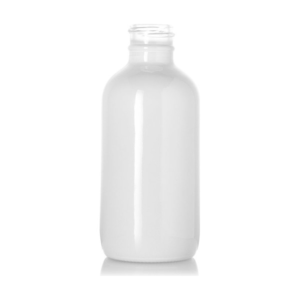 4 oz White Glass Boston Round