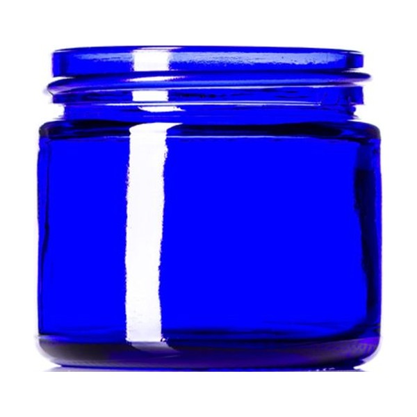 2 oz Blue Glass Straight Sided Jar