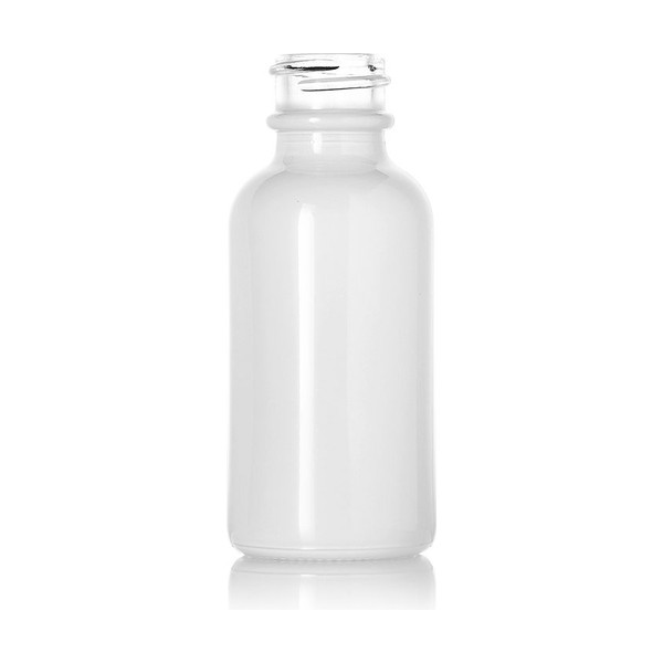 1 oz White Glass Boston Round