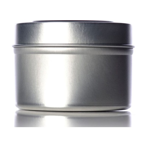 4 oz Silver Steel Round Tin