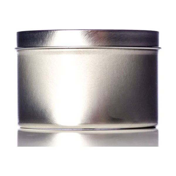 8 oz Silver Steel Round Tin